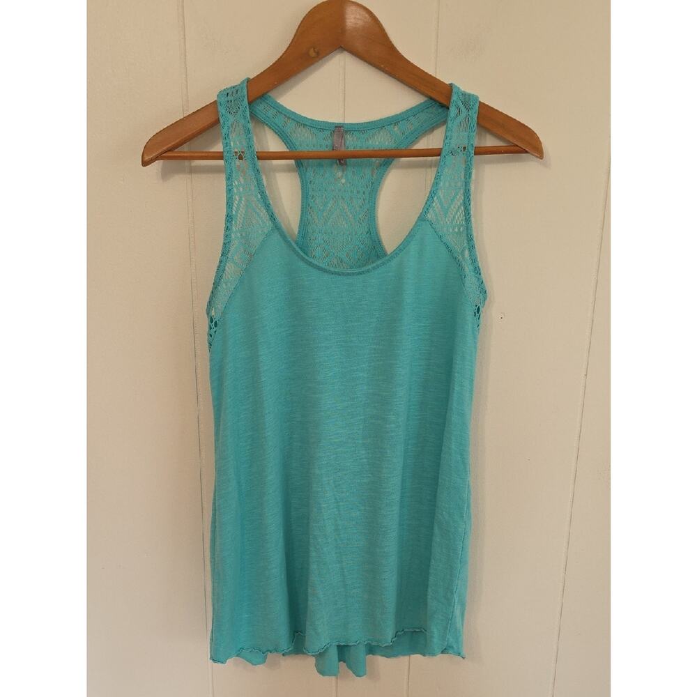 Vanity Mint Green Crochet Lace Racerback Lettuced Edge Tank Womens M Y2K Vibes - Picture 2 of 13